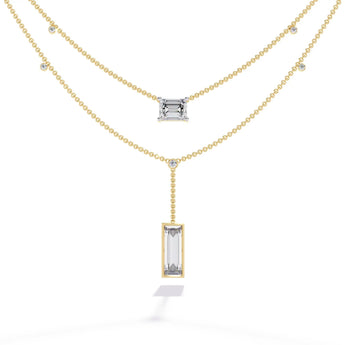 Baguette and Square Diamond Necklace Best lab grown diamond jewellery brand