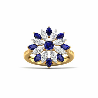 Buy Floral Sapphire Diamond Cocktail Ring at Ivana Jewels Best lab grown diamond jewellery brand