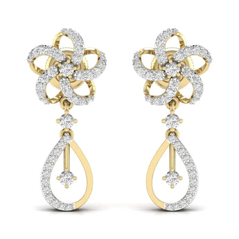 Buy Flower Shape Diamond Dangler Earring from Ivana Jewels Best lab grown diamond jewellery brand