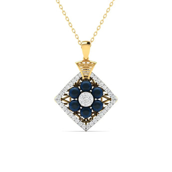 0.95 Carat Diamond & Nilaam Gold Locket - Best Lab Grown Diamond.