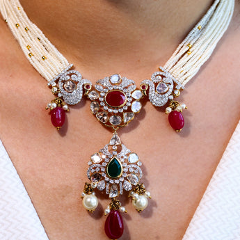 Buy Bridal Polki Pearl Choker Necklace  Best lab grown diamond jewellery brand