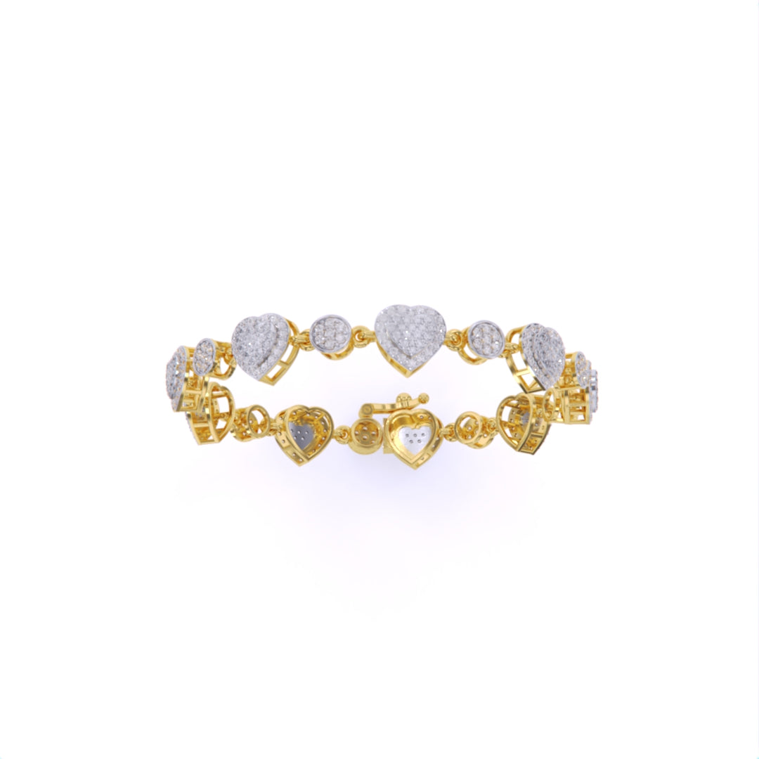 Heart Shape bracelet with ROUND cut Diamonds