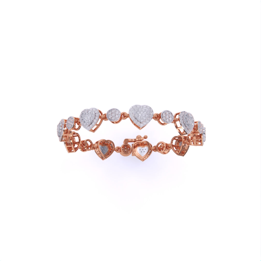 Heart Shape bracelet with ROUND cut Diamonds