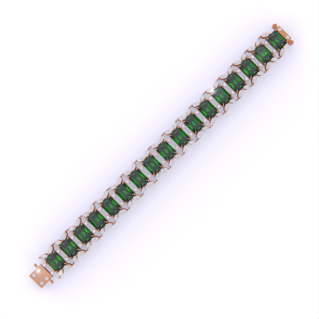 Radiant Cut Green EMERALD Fancy Bracelet