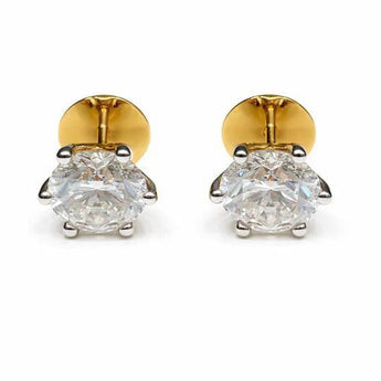 2.0 Carat Each Round Brilliant Diamond Earrings