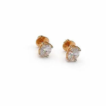 Classic Oval Solitaire Diamond Studs in 14KT Yellow Gold