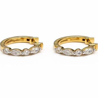 Marquise and Round Diamond Hoop Earrings