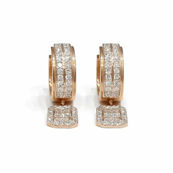 Modern Baguette & Round Diamond Huggie Hoop Earrings