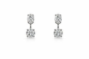 50 cent Oval & Round Diamond Drop Earrings