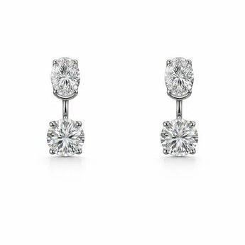 50 cent Oval & Round Diamond Drop Earrings