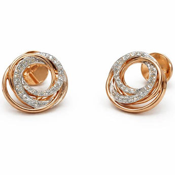 Contemporary Triple Interlocking Circle Diamond Stud Earrings
