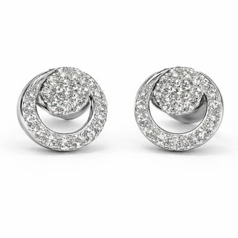 Modern Double Circle Diamond Stud Earrings