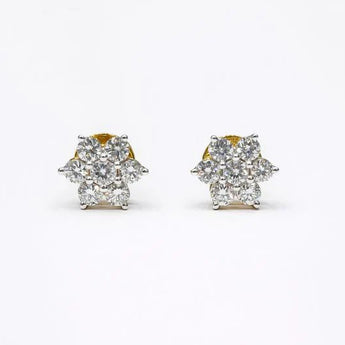 Classic 14K White Gold Round Diamond Cluster Stud Earrings