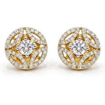 Vintage Inspired Round Diamond Cluster Earrings