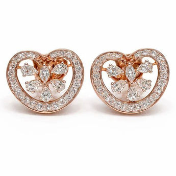 Pear and Marquise Diamond Heart Studs
