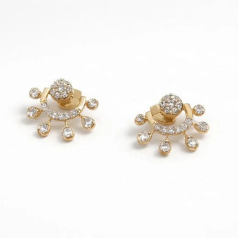 Celestial Sunburst Dangle Diamond Earrings in 14KT Yellow Gold