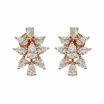 Heart-Shaped Blue Sapphire and Pear Diamond Halo Statement Earring