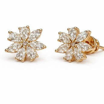 Marquise and Pear Diamond Flower Studs