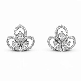 Marquise Diamond Triple Leaf Openwork Earrings