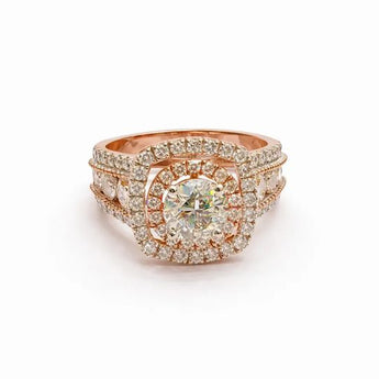 2.74 Carat Round Diamond Double Halo Engagement Ring