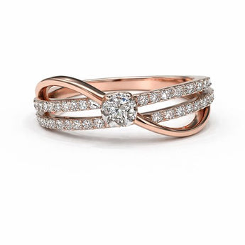 Criss-Cross Diamond Gold Ring with Minimal Sparkle