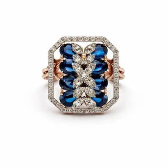 1.39 Carat Lab-Grown Diamond Blue Statement Ring
