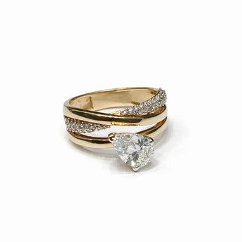 1.34 Carat Lab-Grown Pear Cut Diamond Gold Ring