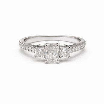 1.21 CT Radiant Diamond Ring with Princess Cut Side Stones