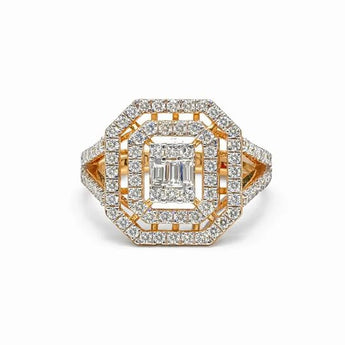 1.149 Carat Diamond Octagon Halo Statement Ring