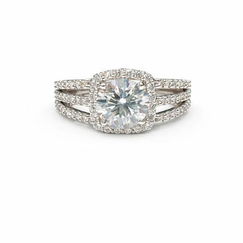 2.1 Carat Diamond Ring with Triple Row Pavé Band