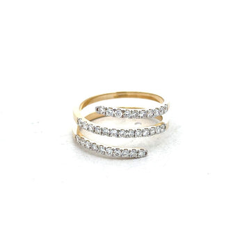 Elegant Double Layer Diamond Ring in Yellow Gold