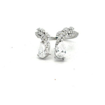 Elegant Pear Shape Diamond Leaf Design Earrings