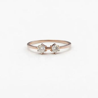 Minimalist Double Diamond Gold Band Ring
