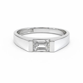 1 Carat Emerald Cut Diamond Ring with Sleek White Gold Band