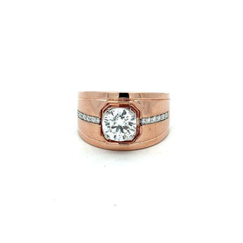 1.695 Carat Round Diamond Men's Statement Ring in rose gold