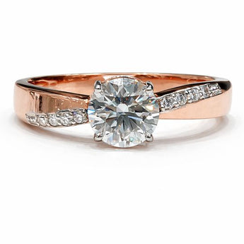 Round Diamond Engagement Ring 1.12 Carat with Side Stone Band