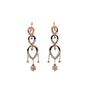 Elegant Rose Gold Teardrop Diamond Chandelier Earrings
