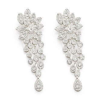 Exquisite Marquise and Pear Cut Diamond Multi-Strand Dangle Earrings