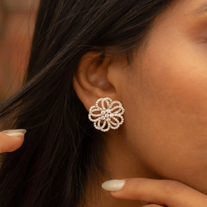 Classic Floral Diamond Earrings Best lab grown diamond jewellery brand