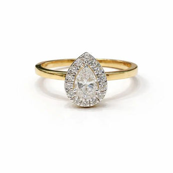 Exquisite Pear and Emerald Cut Diamond Statement Ring