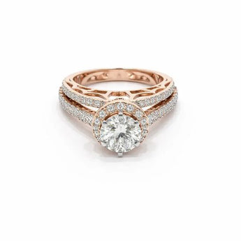 2.61 Carat Lab-Grown Round Diamond Halo Engagement Ring in Rose Gold