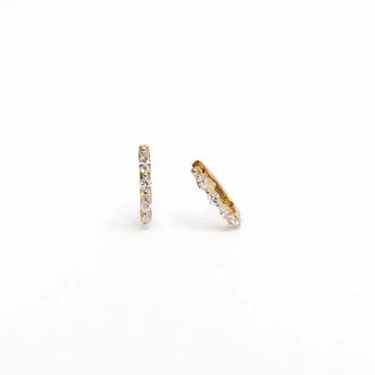 14K Yellow Gold Round Diamond Eternity Hoop Earrings