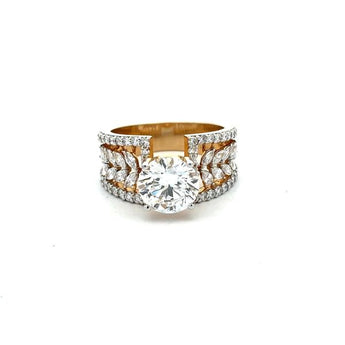 2.55 Carat Round Cut Diamond Ring with Floral Side Stones