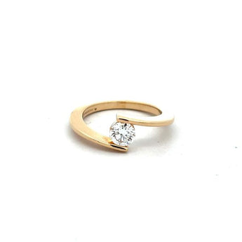 Yellow Gold Open Band Ring with Center Diamond
