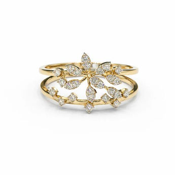 Elegant Flower Design Diamond Ring in Yellow Gold