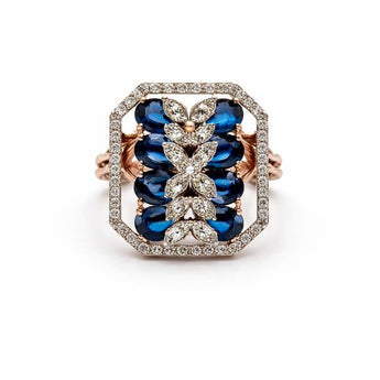 1.39 Carat Lab-Grown Diamond Blue Statement Ring