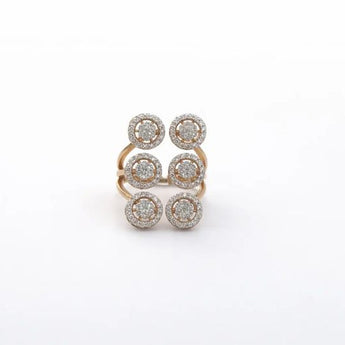 Round Diamond Cluster Statement Ring in Rose Gold Finish