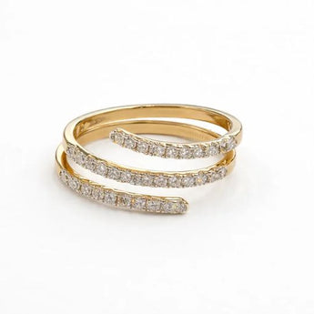 Elegant Double Layer Diamond Ring in Yellow Gold
