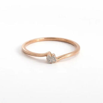 Petite Round Diamond Ring with Slim Rose Gold Band Design