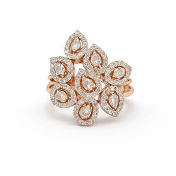 1.24 Carat Pear Cut Lab-Grown Diamond Floral Cluster Ring